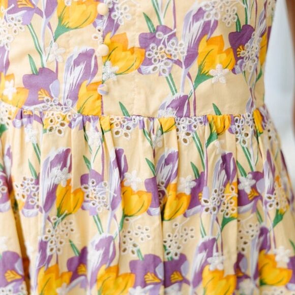 Fate Tea Time Yellow Ditsy Floral Eyelet Dress - Picture 6 of 7